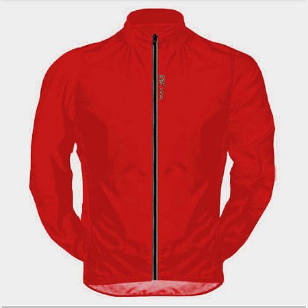 JAQUETA CORTA VENTO CICLISMO UNISEX VERMELHO COM BOLSO