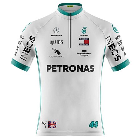 CAMISA CICLISMO  MASCULINA MANGA CURTA PETRONAS BRANCA
