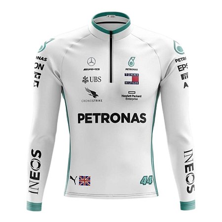 CAMISA CICLISMO MASCULINA MANGA LONGA PETRONAS BRANCA