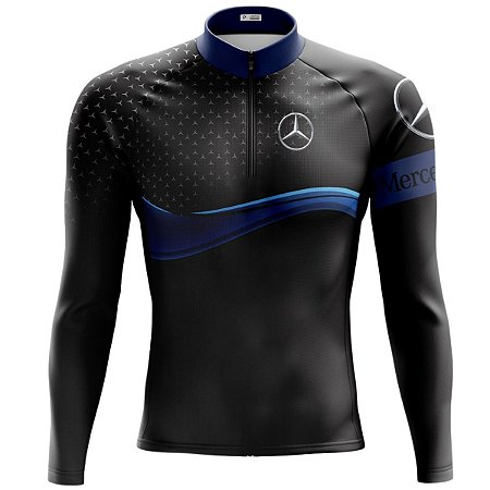 CAMISA CICLISMO MASCULINA MANGA LONGA MERCEDES AZUL