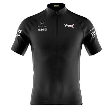 CAMISA CICLISMO  MASCULINA MANGA CURTA MERCEDES PRETA