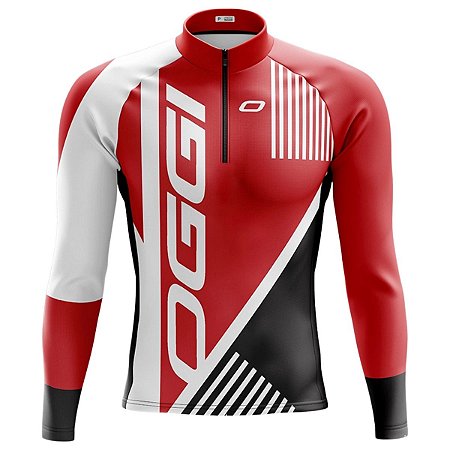 CAMISA CICLISMO MASCULINA MANGA LONGA OGGI VERMELHA