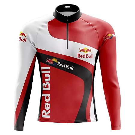 CAMISA CICLISMO MASCULINA MANGA LONGA RED BULL VERMELHA