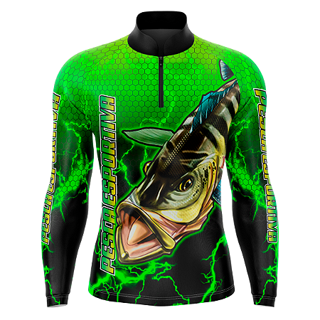 CAMISA DE PESCA MASCULINA MANGA LONGA VERDE UV+50
