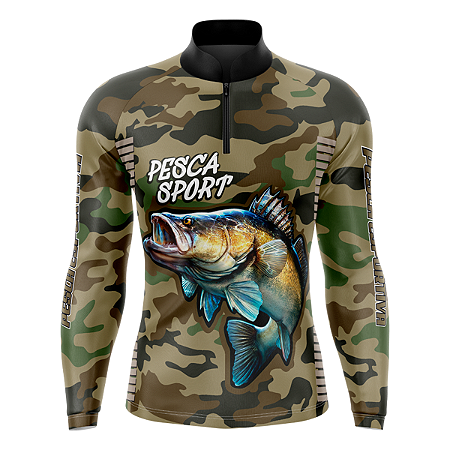 CAMISA DE PESCA MASCULINA MANGA LONGA CAMUFLADA UV+50