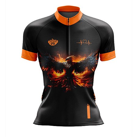 CAMISA CICLISMO FEMININA RKC SPORTS  MANGA CURTA FÊNIX UV+50
