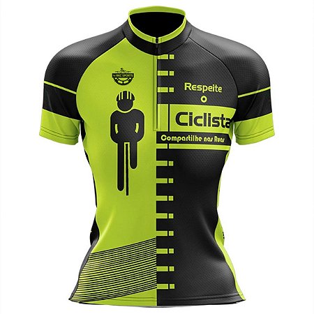 Camisa Ciclismo Feminina Manga Curta Respeite o Ciclista UV+50