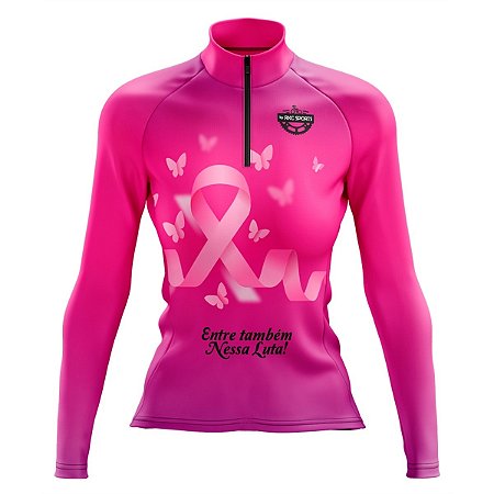 CAMISA DE CICLISMO FEMININA MANGA LONGA OUTUBRO ROSA ENTRE TAMBEM NESSA LUTA