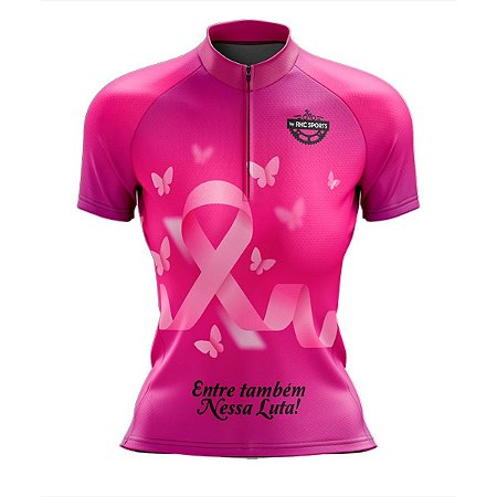 CAMISA CICLISMO MANGA CURTA OUTUBRO ROSA ENTRE TAMBEM NESSA LUTA