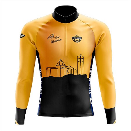 Camisa Ciclismo Masculina Longa Caminho da Fé Dourado UV+