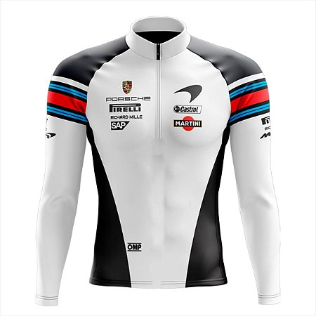 Camisa de ciclismo masculina manga longa martini preta UV+50