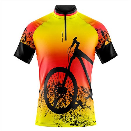 Camisa Ciclismo Masculina Manga Curta Rkc Sports Pneu Laranja