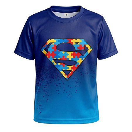 Camiseta Esportiva Infantil Rkc Sports Autismo Super Man UV+50