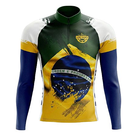 Camiseta Ciclismo Masculina Mang Longa Rkc Sports Brasil uv+50