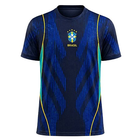 Camiseta Esportiva Masculina Rkc Sports Brasil Azul uv+50