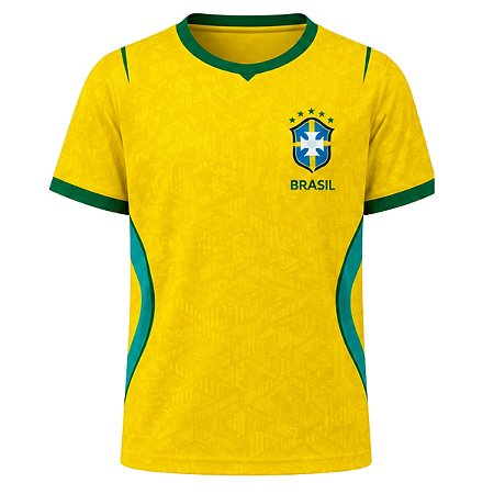 Camiseta Brasil Amarela Infantil Futebol Rkc Sports UV+50