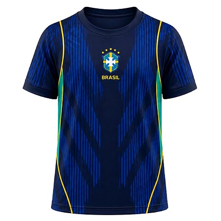 Camiseta Brasil Azul Infantil Futebol Rkc Sports UV+50