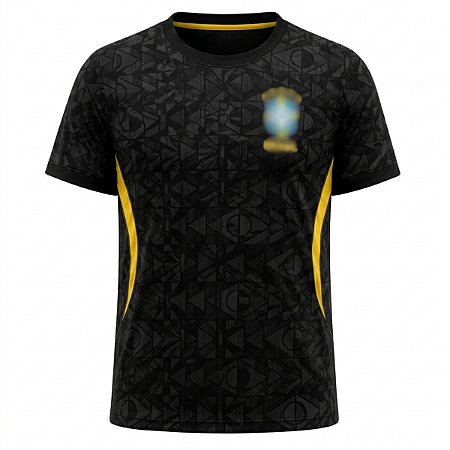 Camiseta Brasil Preta Infantil Futebol Rkc Sports UV+50