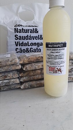 Comida Natural para Cães - 15 pacotes de 200g com caldo natural