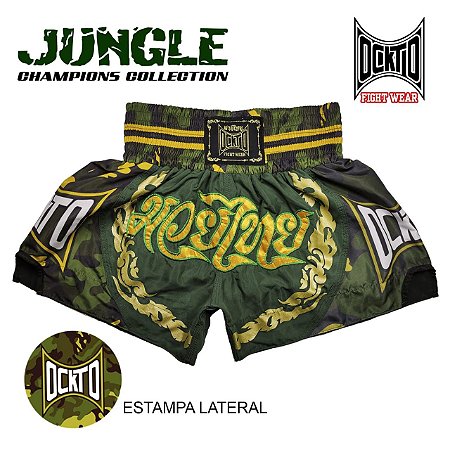 Short Muay Thai Estilo Tailandês Ockto Champions Jungle