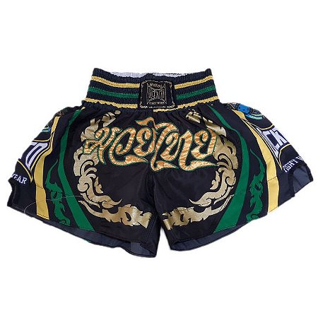 Short Muay Thai Estilo Tailandês Ockto  Brasil Black
