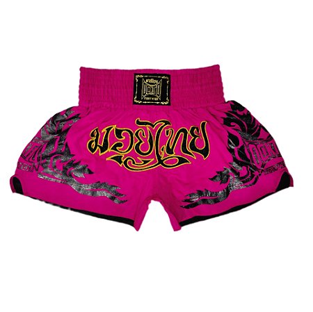 Short Muay Thai Estilo Tailandes Ockto Training Rosa