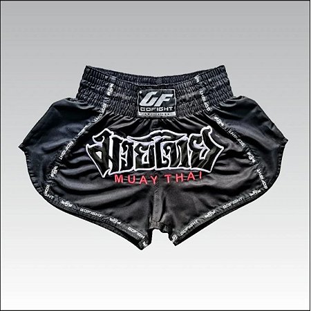 Short Muay Thai Estilo Tailandês Black in Black Go Fight