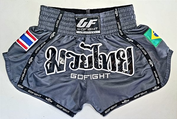 Short Muay Thai Estilo Tailandês Gray Go Fight