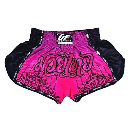 Short Muay Thai Estilo Tailandês Pink Degrad Go Fight