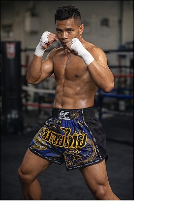 Short Muay Thai Estilo Tailandês Go Fight Dragon Gold