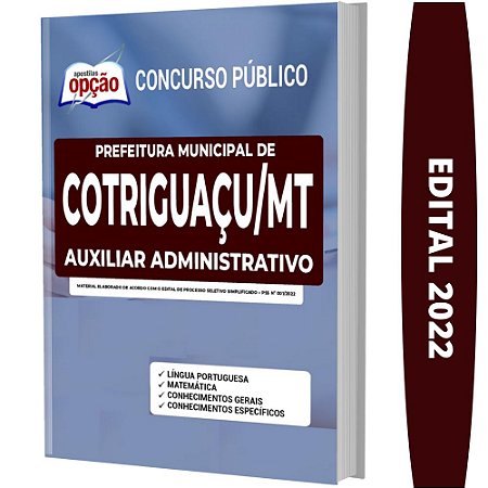 Apostila Concurso Cotriguaçu MT - Auxiliar Administrativo