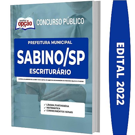 Apostila Prefeitura Sabino SP - Escriturário