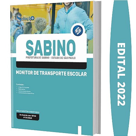 Apostila Concurso Sabino SP - Monitor de Transporte Escolar