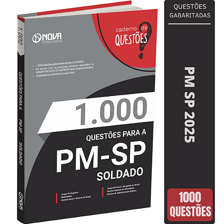 Apostila 1000 Questões Concurso PM SP - SOLDADO - Banca VUNESP