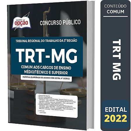 Apostila TRT MG - Cargos de Ensino Médio Técnico e Superior