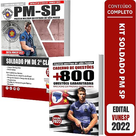 Kit Apostila + Caderno De Questões Pm Sp - Soldado Pmsp