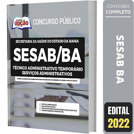 Apostila SESAB BA - Técnico Serviços Administrativos