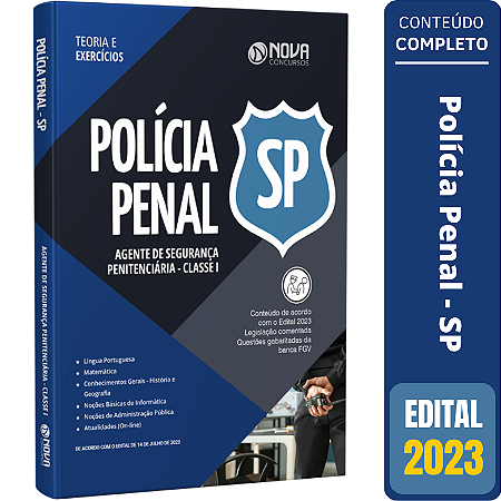 Apostila Polícia Penal - SP 2023 - Agente de Segurança Penitenciária - Agente Penitenciário - SAP SP