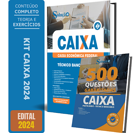 Kit Apostila Caixa 2024 - Técnico Bancário + Caderno de Testes