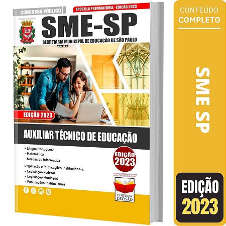 Apostila Sme Sp 2024 - Auxiliar Técnico De Educação - ATE