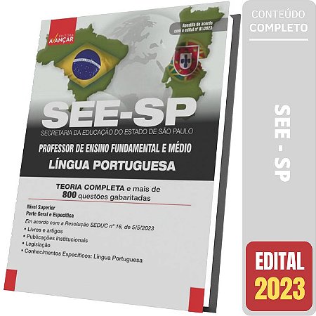 Apostila Concurso SEE SP 2023 - Professor de Língua Portuguesa - Parte Geral e Específica - Português