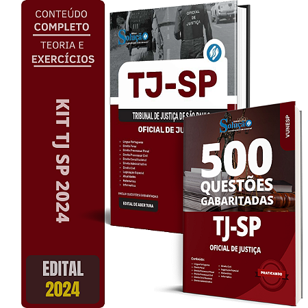 Kit Apostila TJ SP 2024 - Oficial de Justiça + Caderno de Exercícios - 500 Questões VUNESP