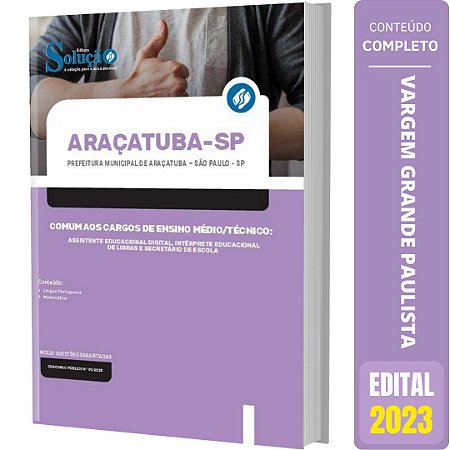 Apostila Araçatuba SP - Cargos de Ensino Médio e Técnico