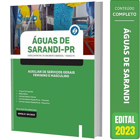 Apostila Águas de Sarandi PR 2023 - Auxiliar de Serviços Gerais