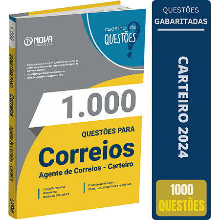 Caderno de Testes CORREIOS 2024 - CARTEIRO - Agente dos Correios