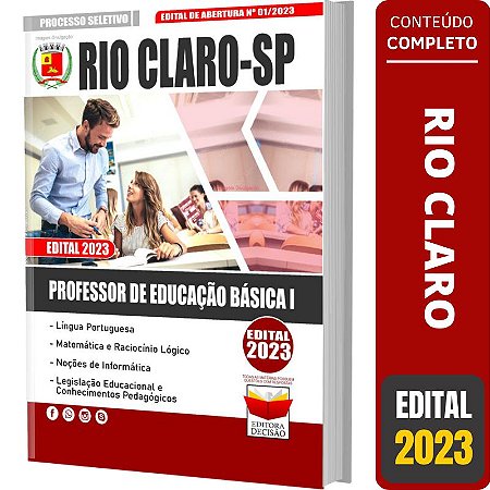 Apostila Rio Claro Sp 2023 - Professor De Educação Básica I