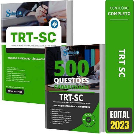 Kit Apostila TRT SC 12 2023 - Técnico Área Administrativa + Testes