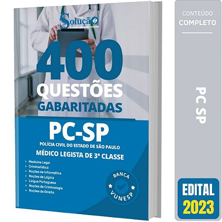 Caderno de Questões PC SP 2023 - Médico Legista de 3ª Classe