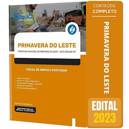 Apostila Primavera do Leste MT 2023 - Fiscal de Obras e Posturas