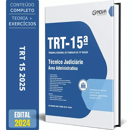Apostila TRT SP 15ª Região 2025 - Técnico Judiciário - Área Administrativa